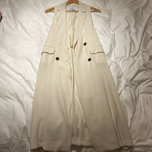 Stradivarius long vest in off-white/bone color.